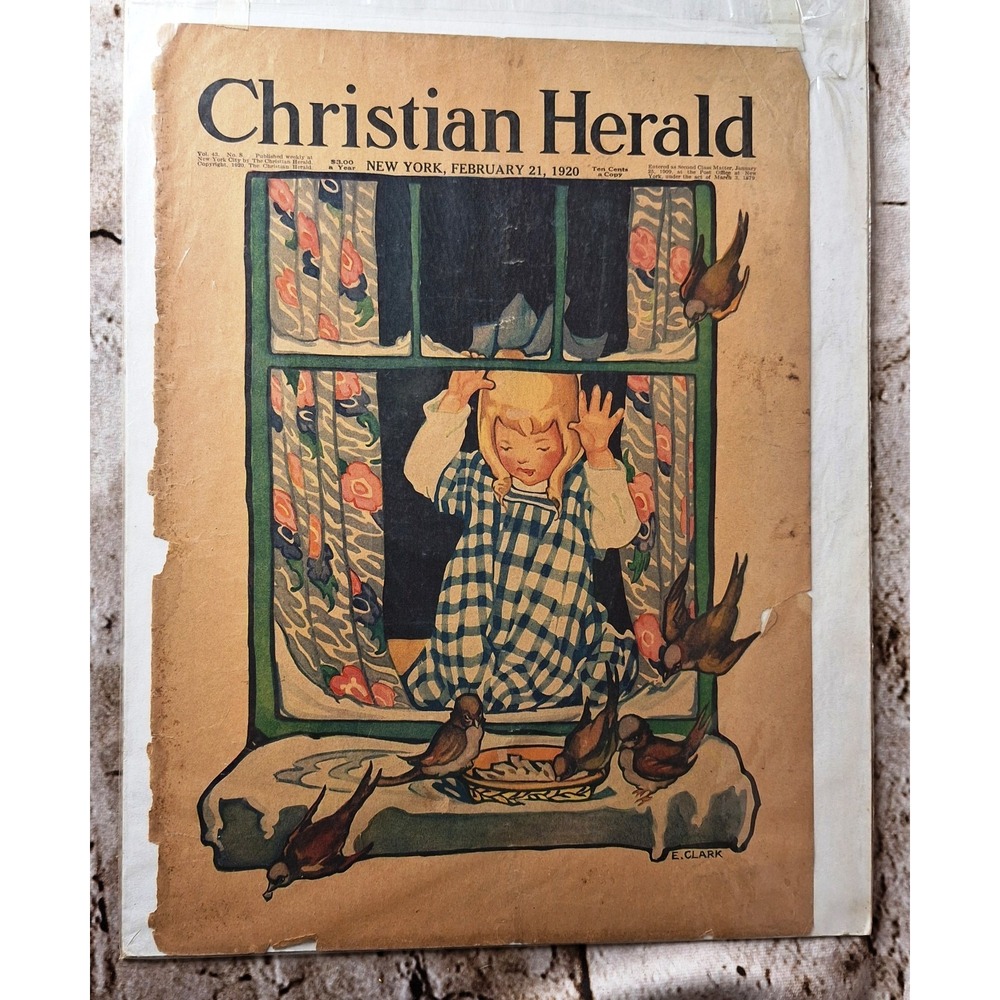 Rare "The Christian Herald" Front Cover Vol 43 No 8 New York February 21, 1920